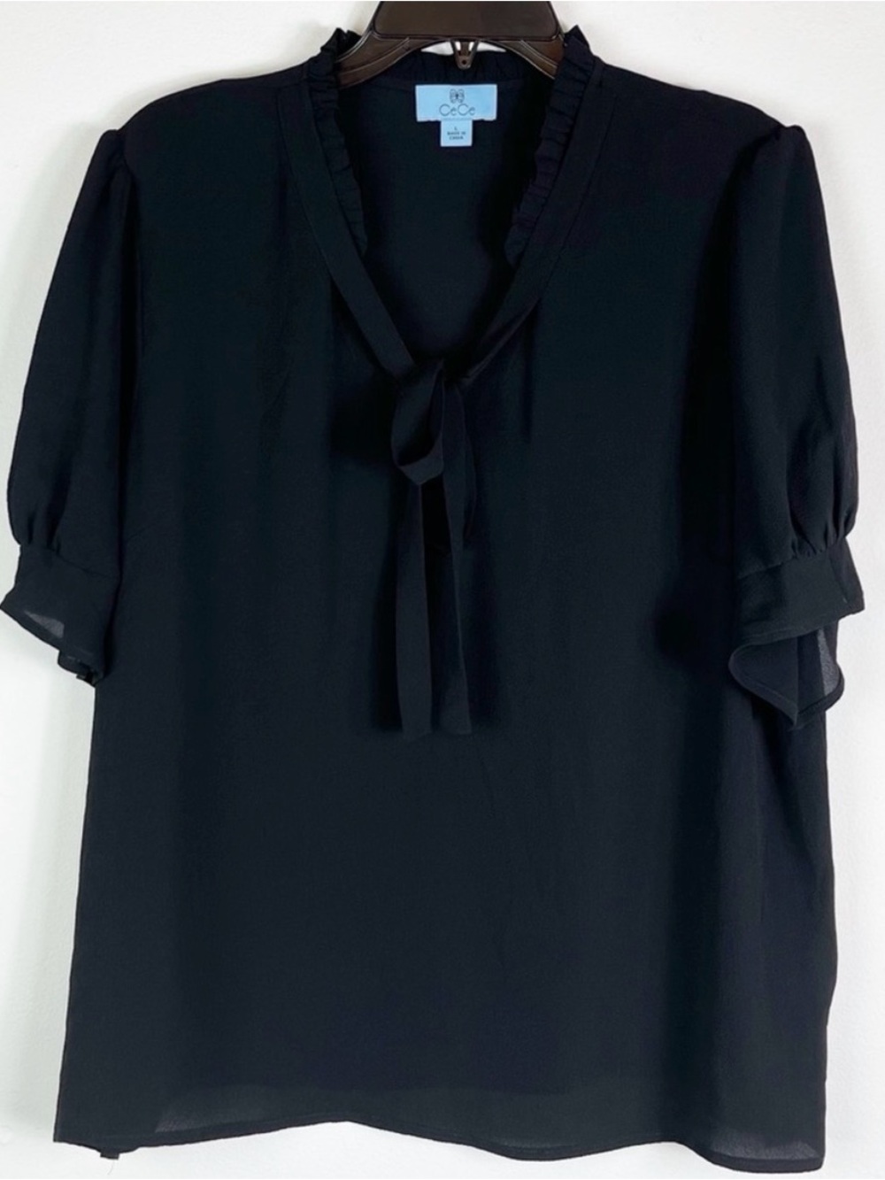CECE Ruffle Tie Neck - Picture 2 of 6